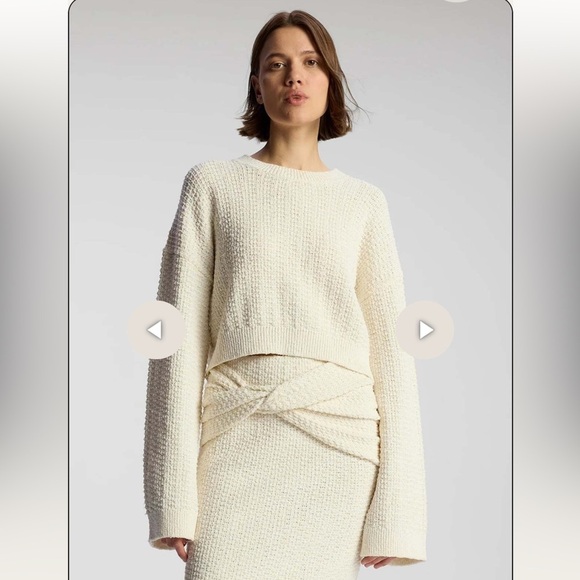 A.L.C Reese Pullover Sweater Medium Cream Beige Textured Neutral Wide Sleeve - Picture 1 of 12